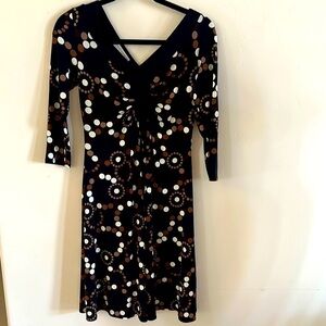 Maggy London Black brown and White Ruched Dress size 6P